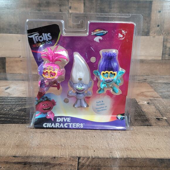DreamWorks Trolls World Tour Dive Characters Pack of 3 Trolls SwimWays - Picture 1 of 5